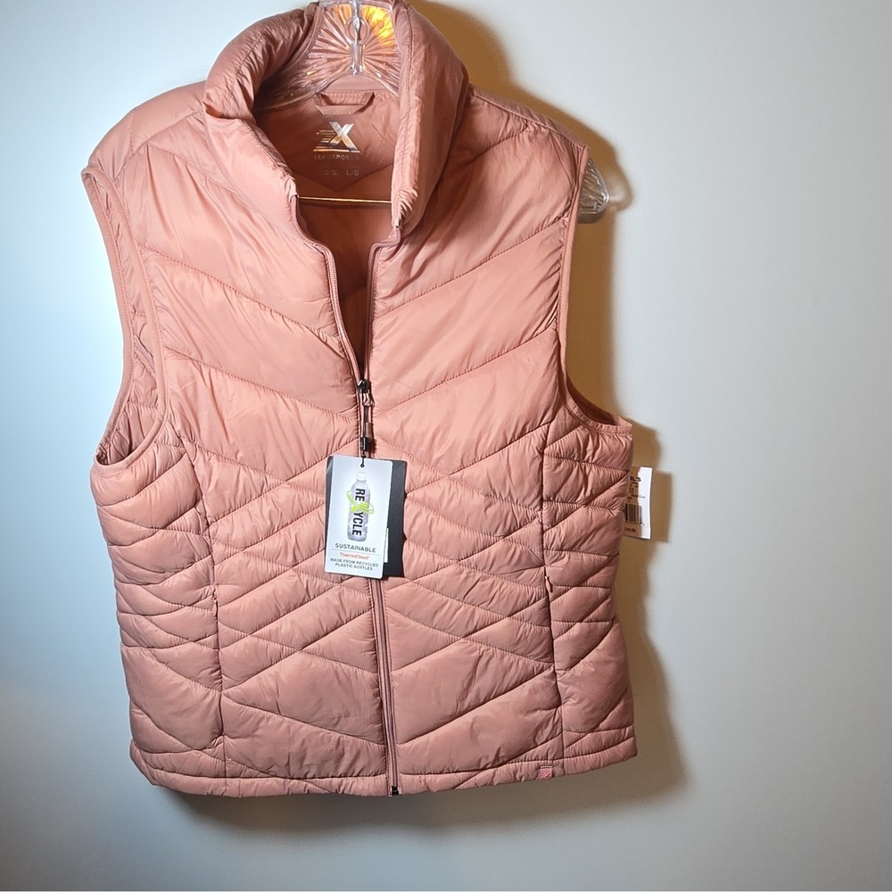 NWT!! ZeroXposur ThermoCloud Quilted Puffer Vest Zip Pockets Rose Clay Women's L
